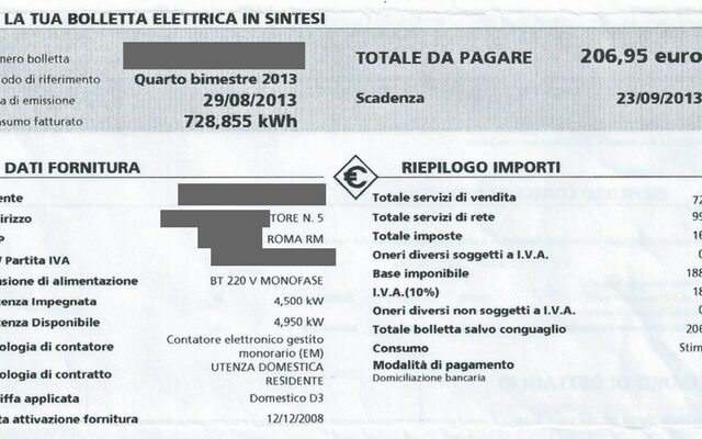 bolletta senza impianto fotovoltaico